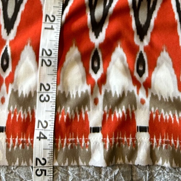 Calvin Klein Sleeveless Blouse Abstract Geometric Orange Tan Black White Ikat - Picture 12 of 13